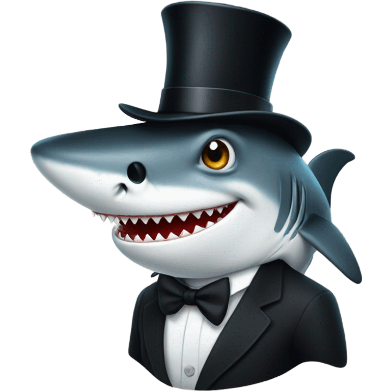 Shark with a top hat emoji