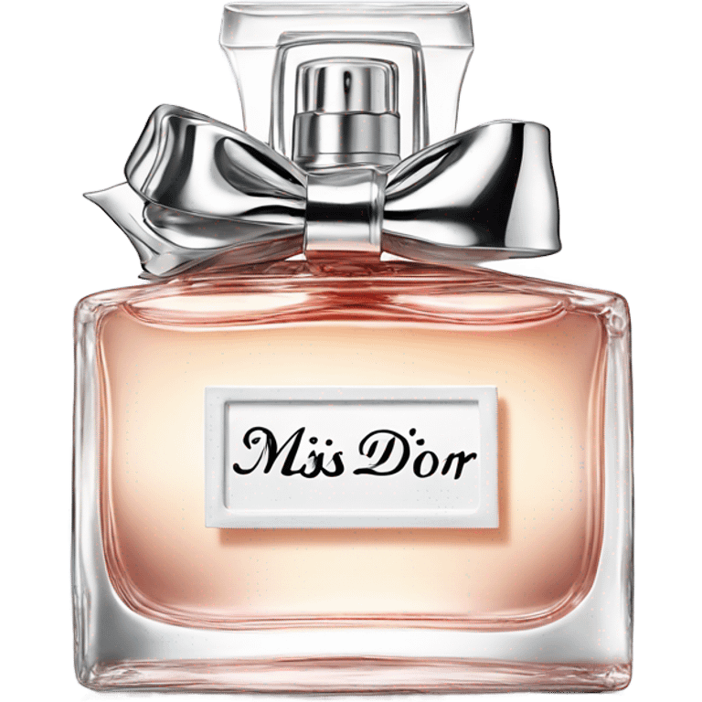 miss dior bottled perfume with metal bow and a miss dior label  emoji