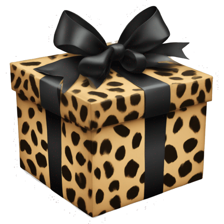 Leopard print present gift box with black bow emoji