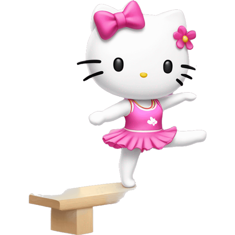 hello kitty doing splits during gymnastics balance beam emoji