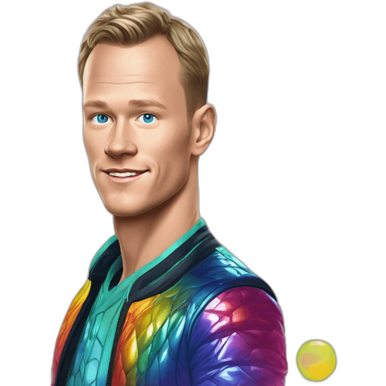 Fancy disco futuristic Jonathan Toews in rainbow bubble emoji