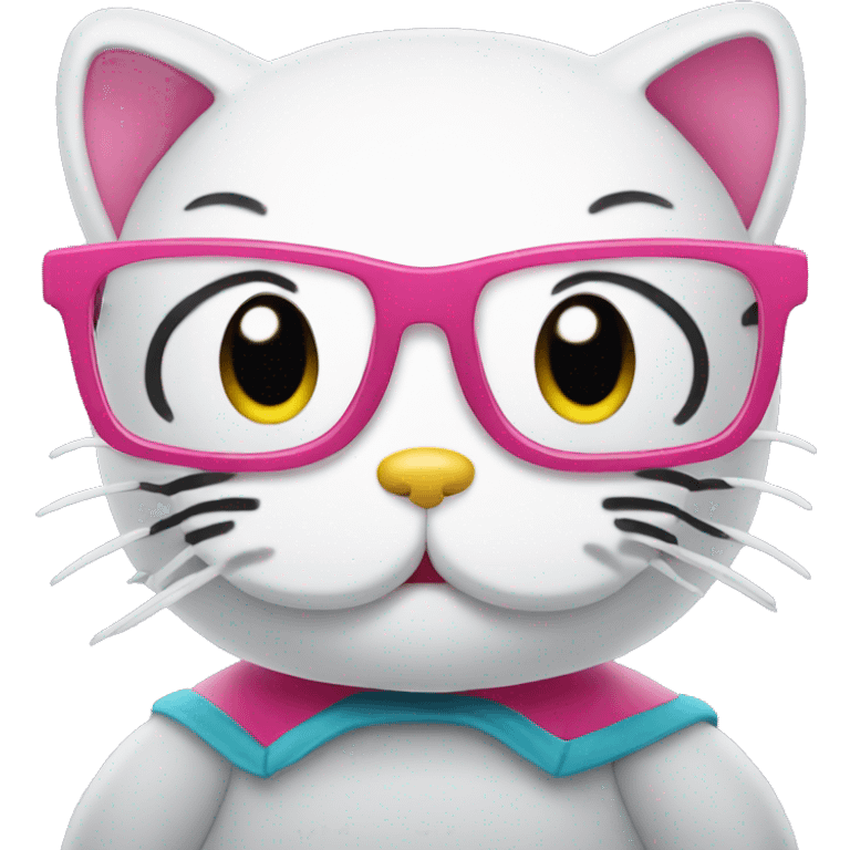 HELLO KITTY with glasses emoji