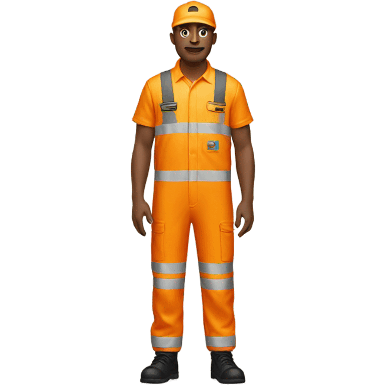 man standing wearing orange hi visibility overalls  emoji