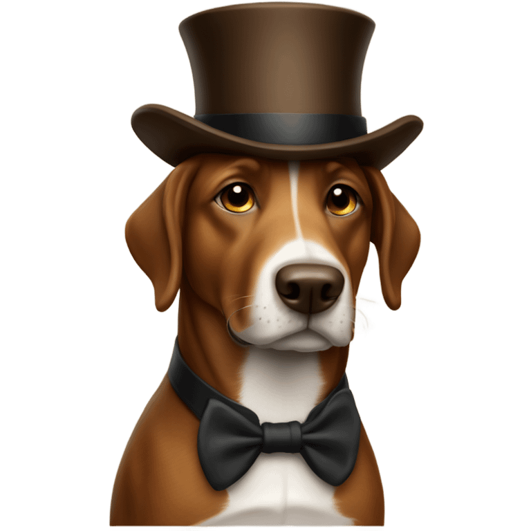 brown dog with a tophat emoji