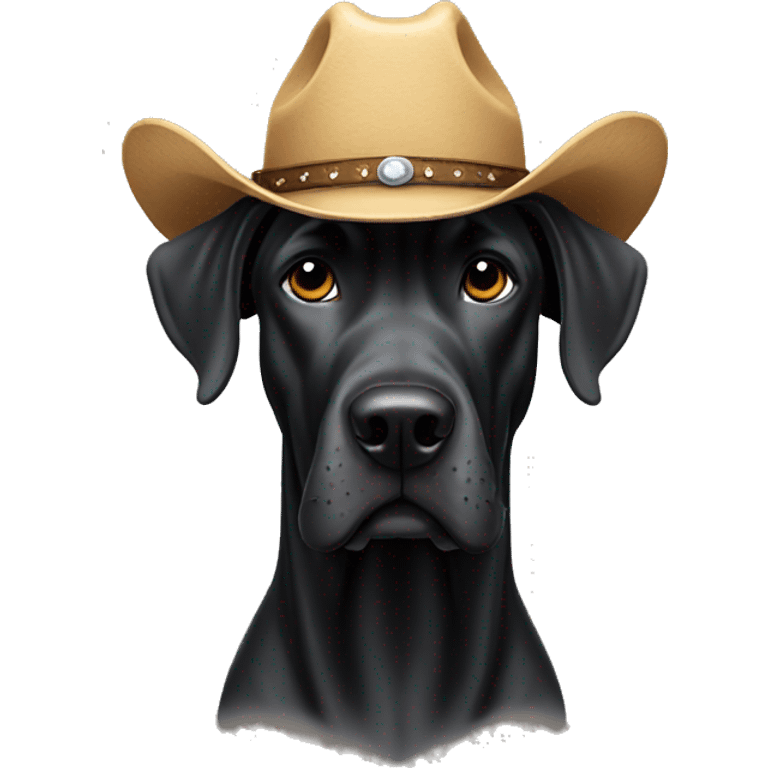 Black Great Dane in a cowboy hat emoji