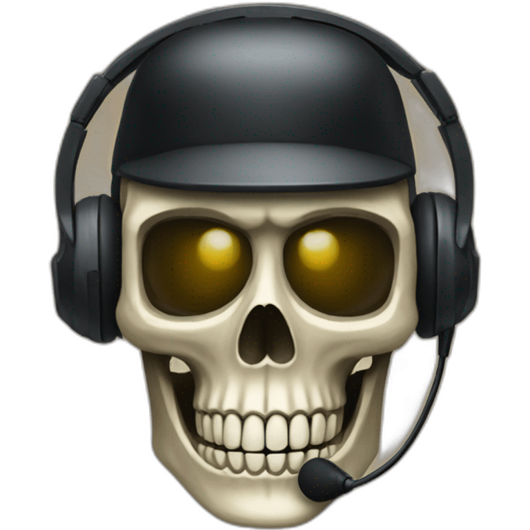 Military Skeleton mask with a long black mask underneath it and headset with a microphone emoji