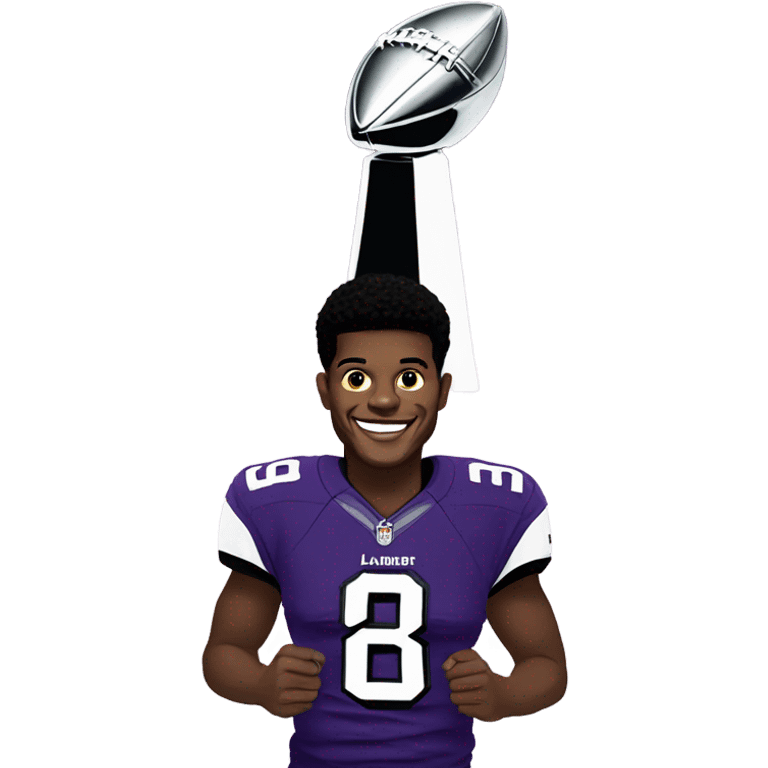 Lamar Jackson holding Super Bowl trophy emoji