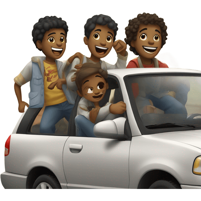 boys hanging out by car emoji