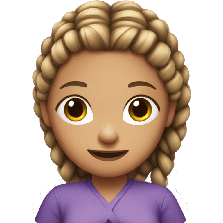 girl sitting criss cross purple shirt braids emoji