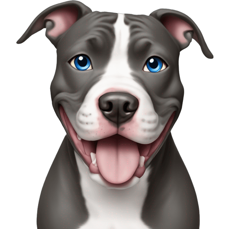 blue nose pitbull dog with blue eyes smiling emoji