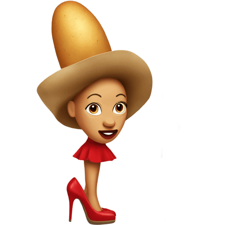 Female potato head with red high heels emoji