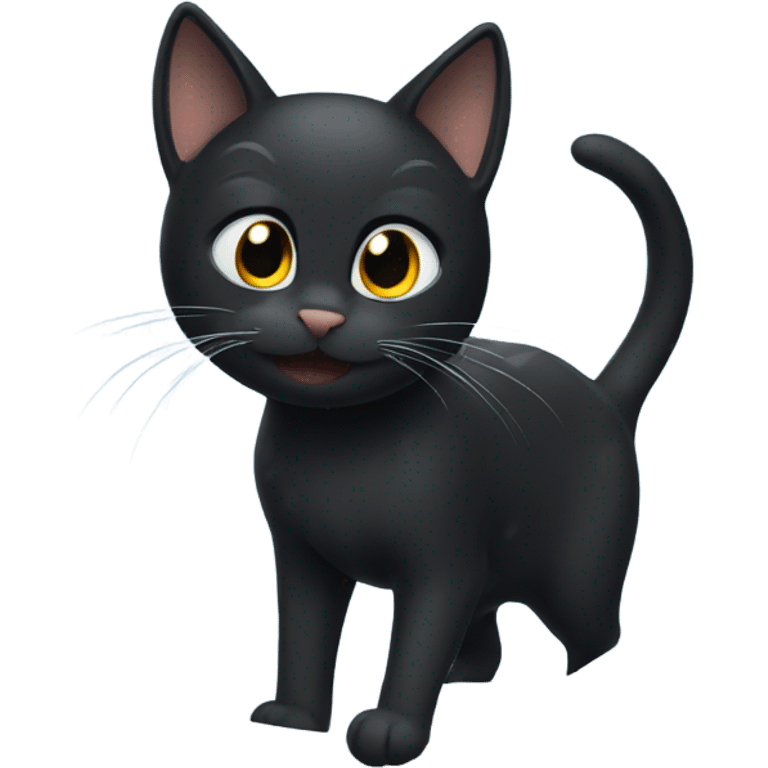 Black cat playing in the snow emoji