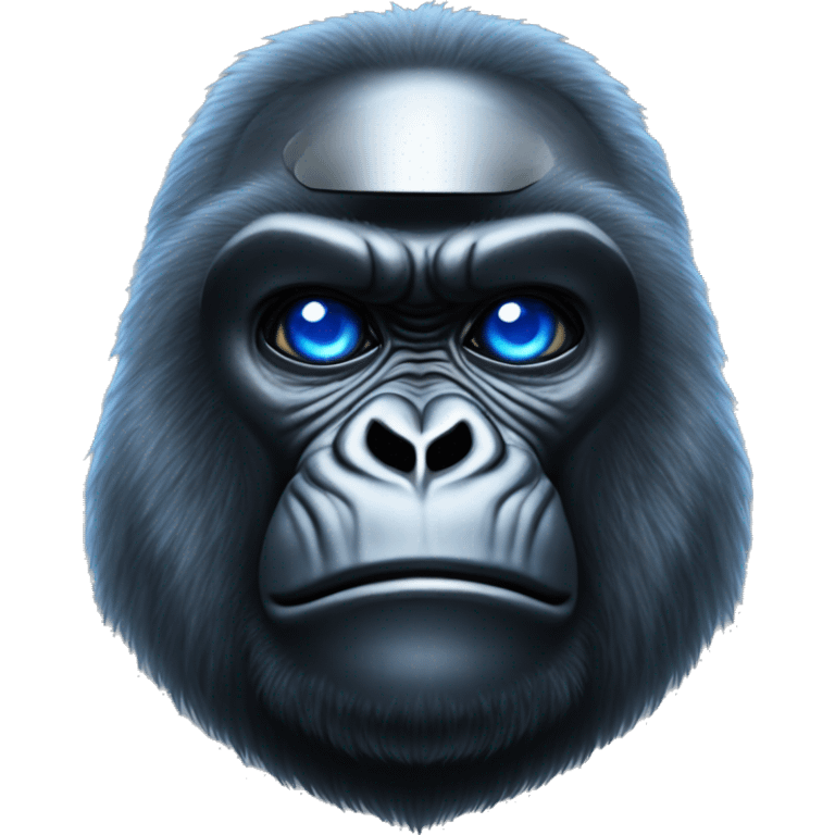 Gorilla with blue robocop eyes emoji