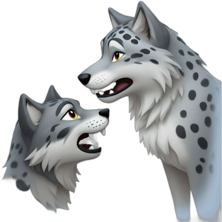 Wolf and snow leopard playing emoji