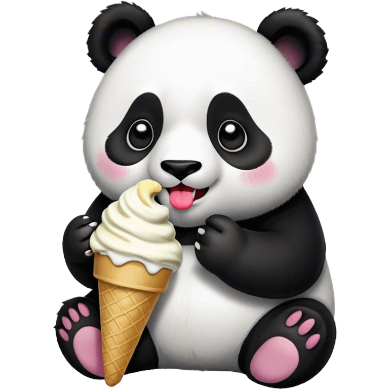 Panda eating ice cream emoji