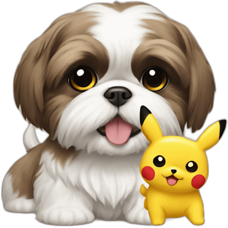 Shih Tzu with pikachu emoji