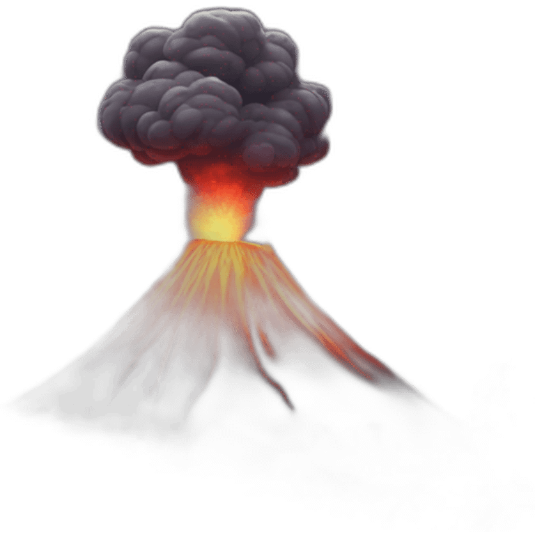 A volcano erupting at night, next to a village emoji