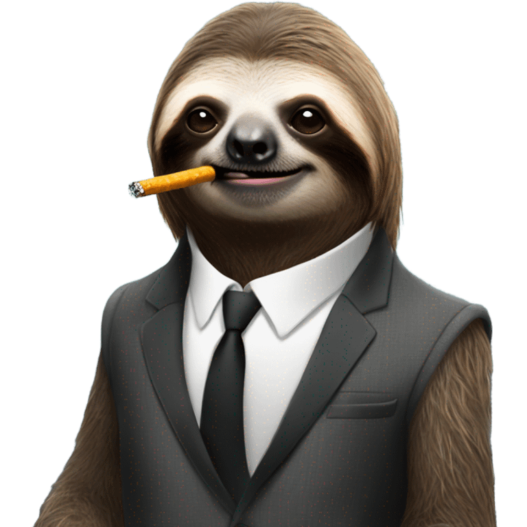 Sloth smoking cigarette in a suite emoji