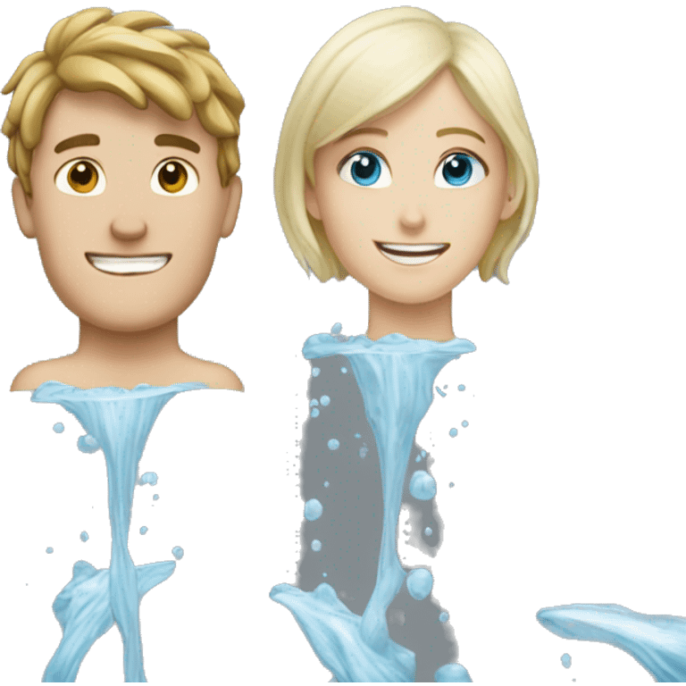 white boy and white girl water splash emoji