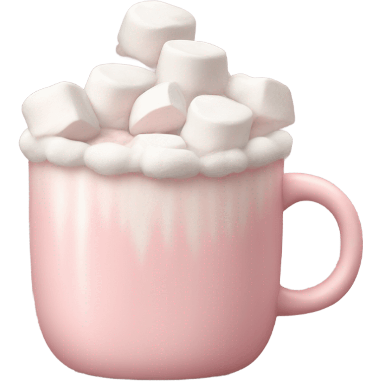 Light Pink mug of hot chocolate with marshmallows  emoji