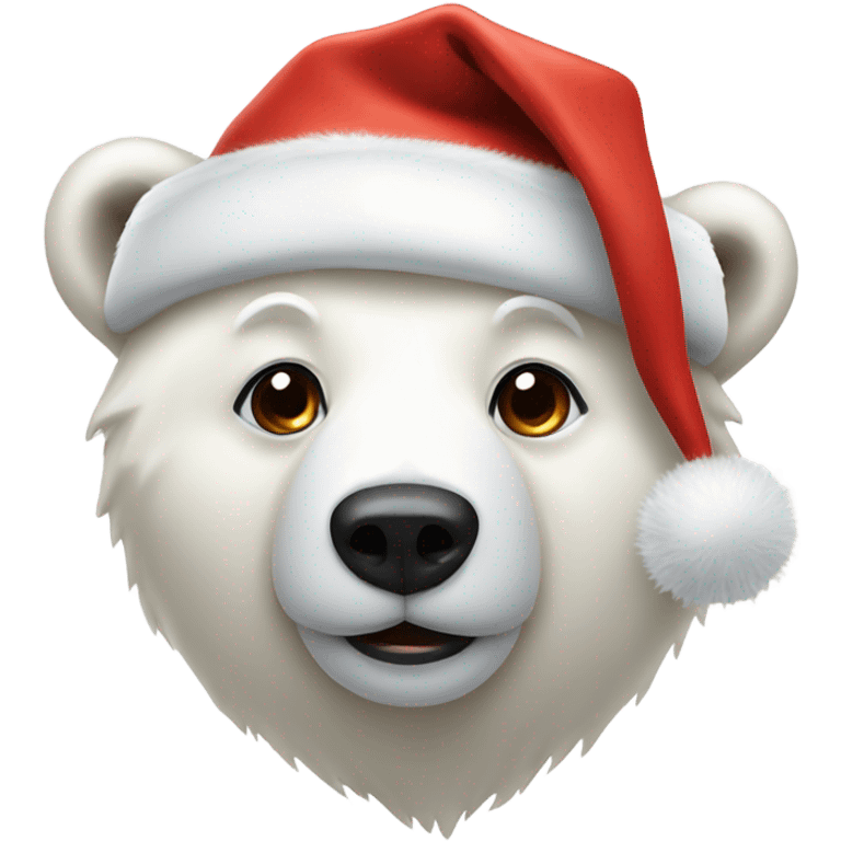 Polar bear cute with santa hat emoji