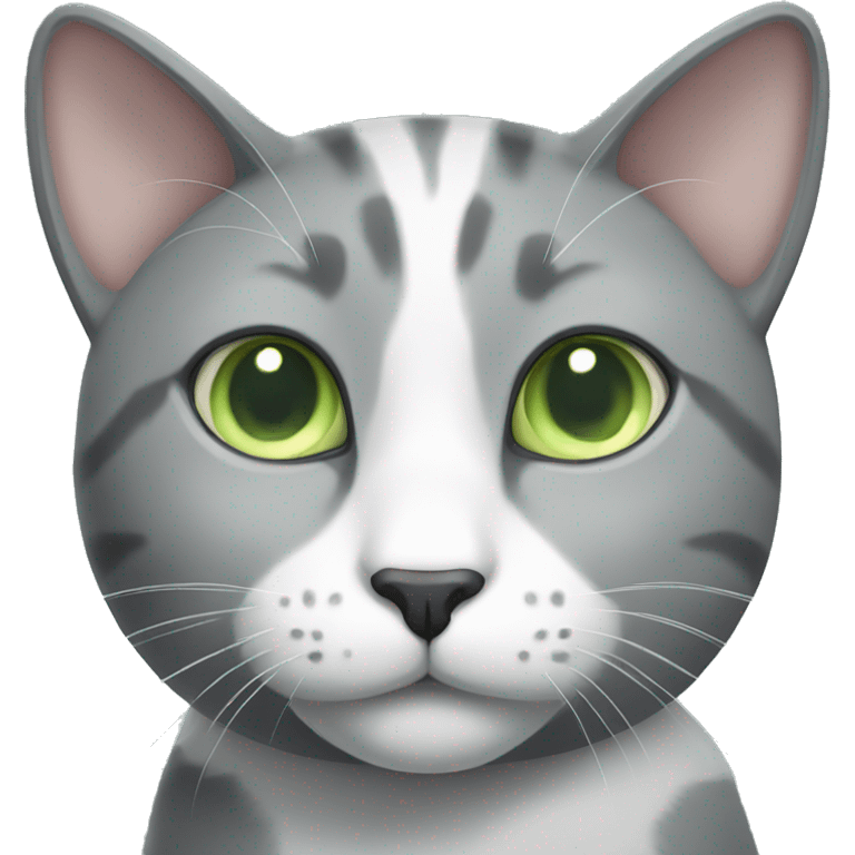 grey and white cat with light green eyes emoji