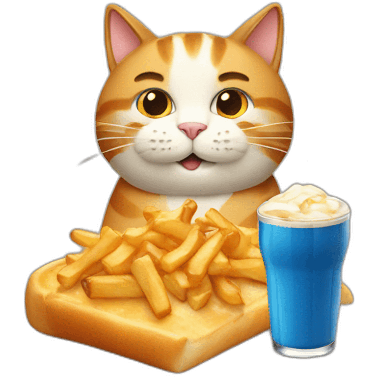 cat with poutine drink a beer emoji