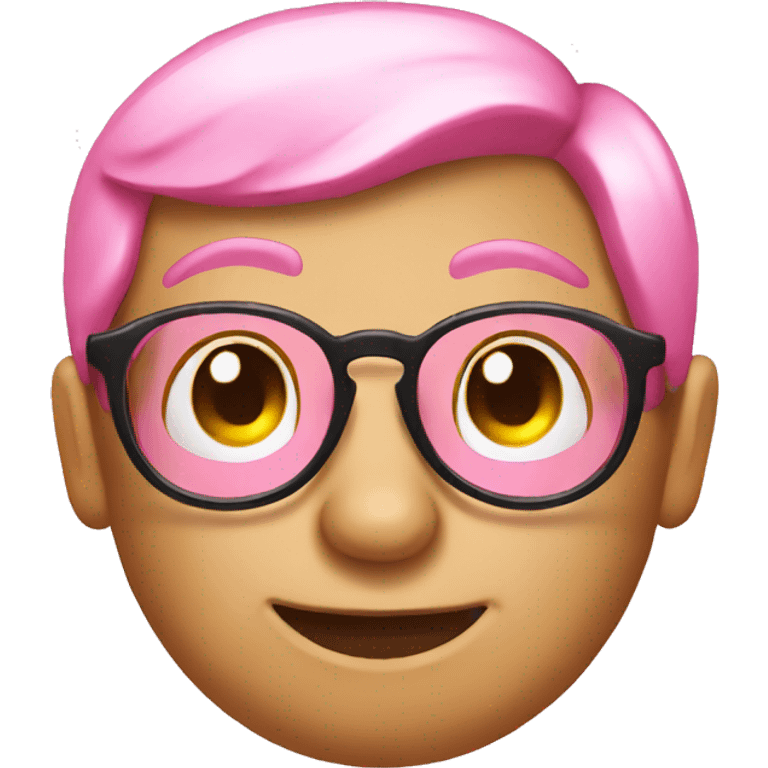 Pink nerd round emoji smiley with glasses  emoji