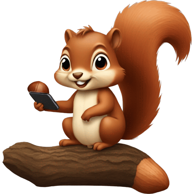 squirrel holding a chestnut with iphone emoji style emoji