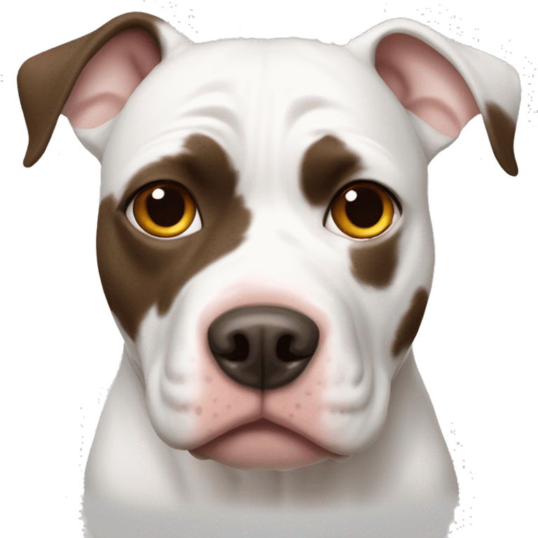 White pitbull with brown spot left eye emoji