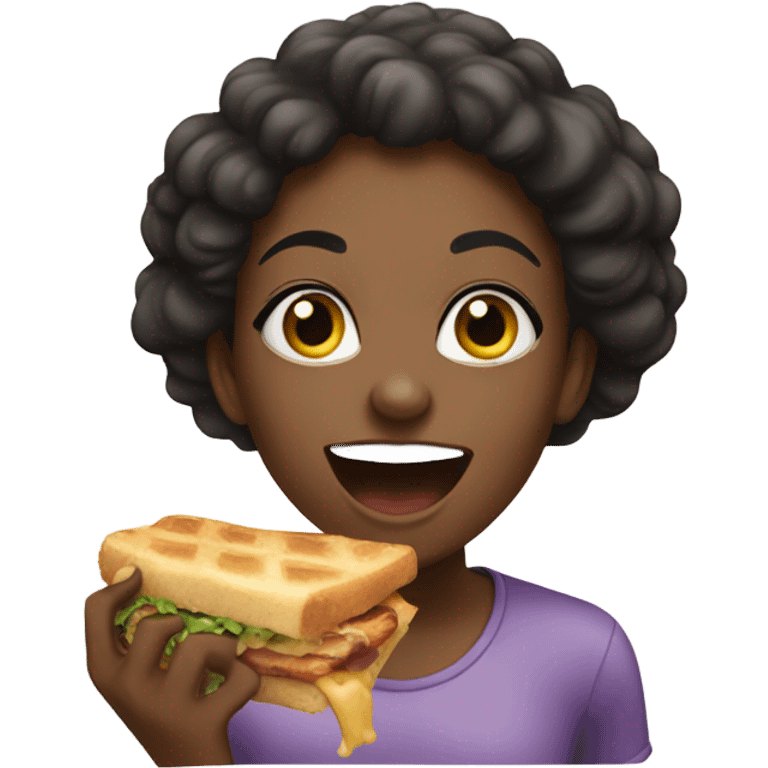 black girl eating emoji