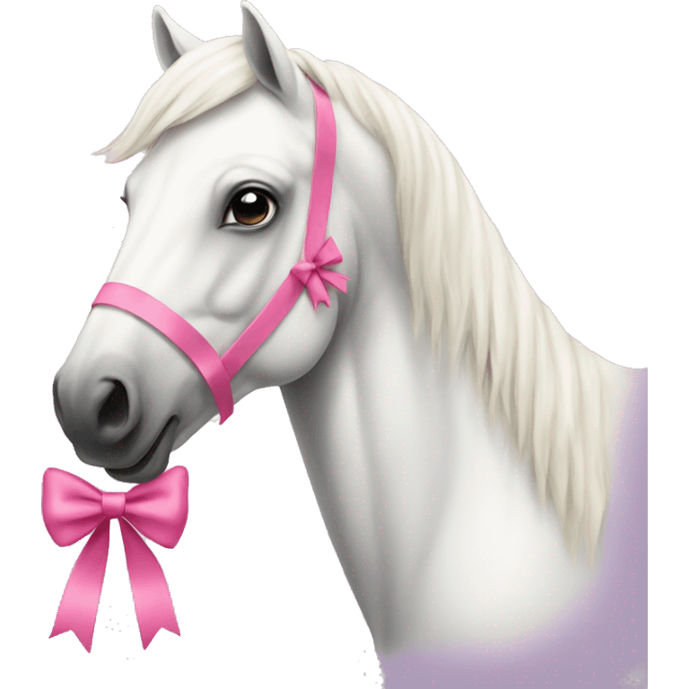 White horse with pink bow  emoji