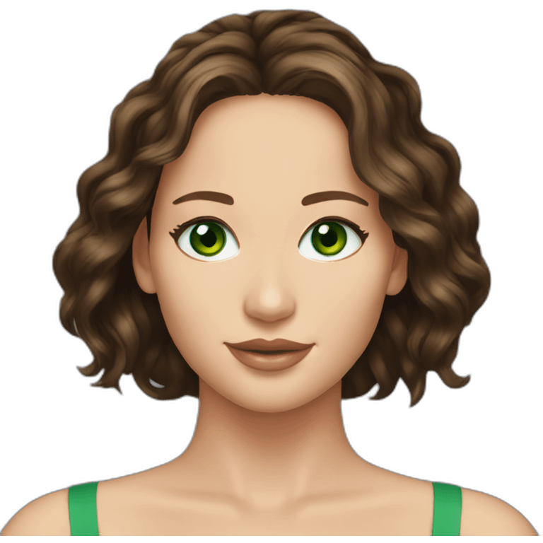 Brunette Jennifer Lawrence with Green eyes emoji