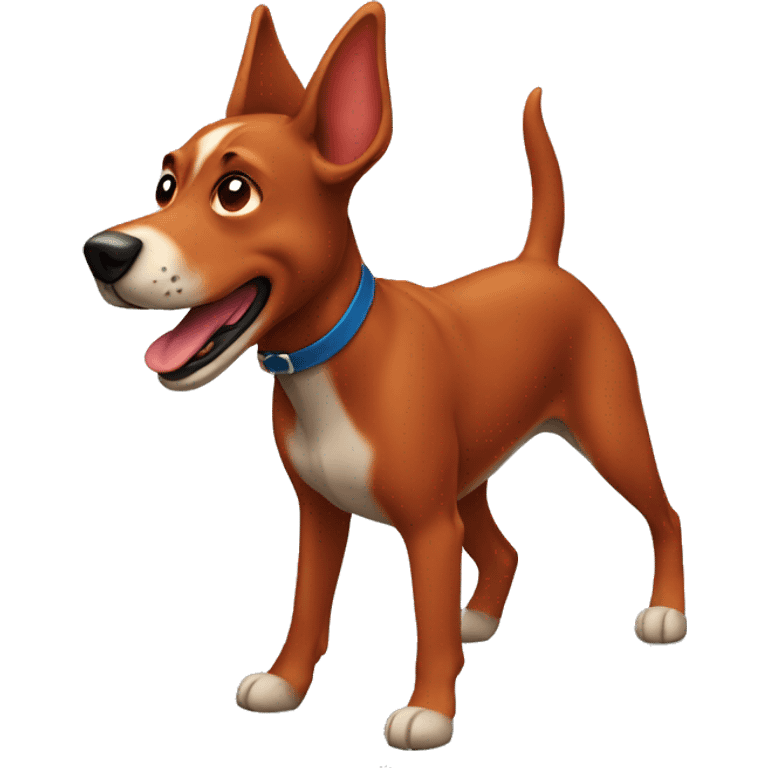 solid red dog with pointed ears running emoji