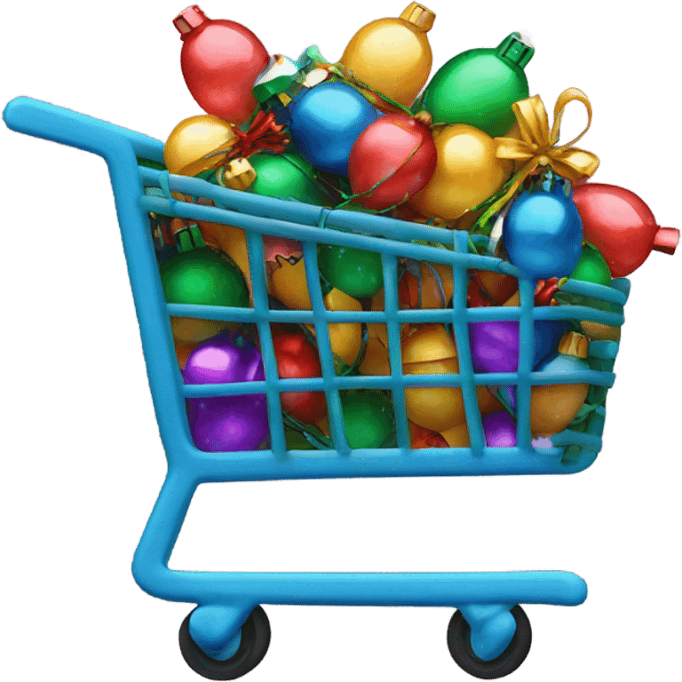 shopping cart wrapped in christmas  lights  emoji