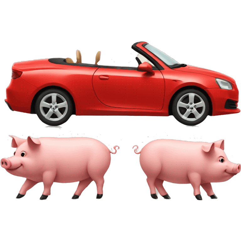 Pig driving red car emoji