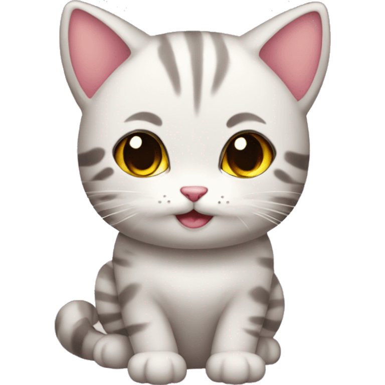 gatito kawaii saludando emoji