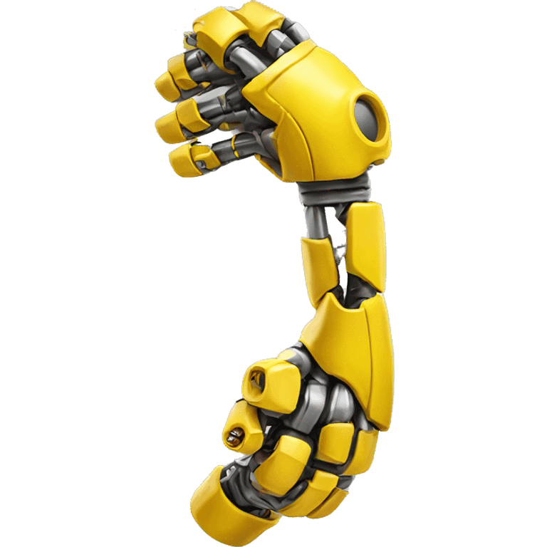 Flexing yellow mechanical cyborg bicep with shocks attached to arm emoji