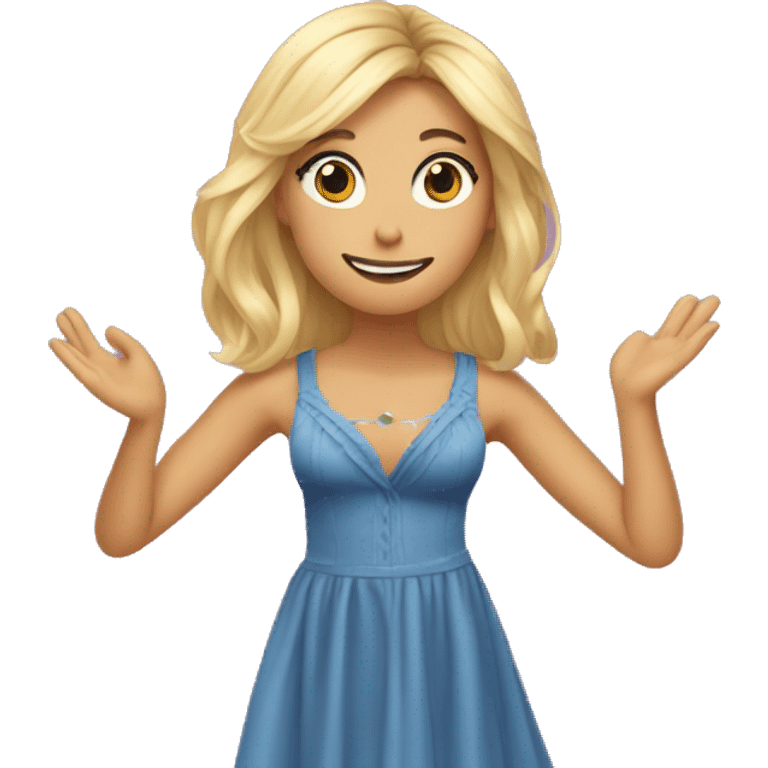 Lizzie McGuire character wearing dress up emoji