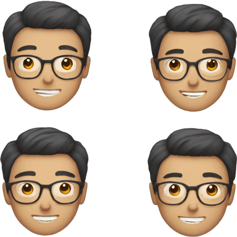 asian guy with glasses smiling emoji