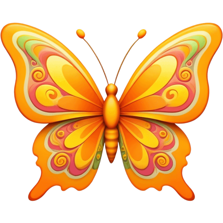 3D, psychedelic colored hippie style butterfly emoji