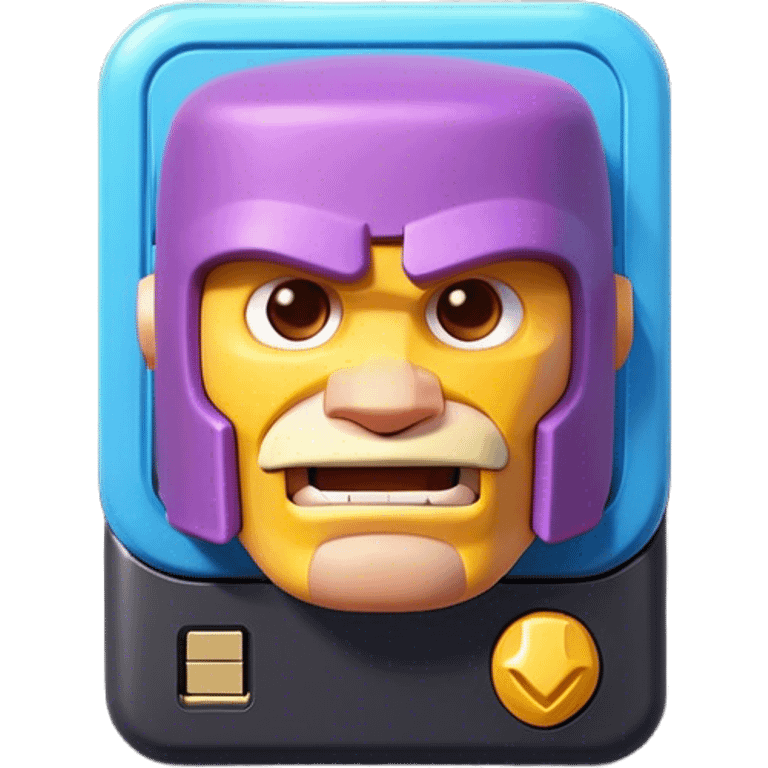 Clash of Clans aesthetic: Cinematic Playful PlayStation Memory Card Portrait Emoji, rendered in a 3D vector-style similar to standard emojis with minimal shading and bold, simplified shapes. A compact, distinct form with signature details, softly glowing with a cutting-edge console technology charm. Simplified yet unmistakably iconic, highly detailed and consistent, glowing with a soft radiance and high shine. Stylized with a touch of technological advancement and a soft glowing outline, capturing the essence of a beloved gaming relic with a friendly, playful manner! emoji