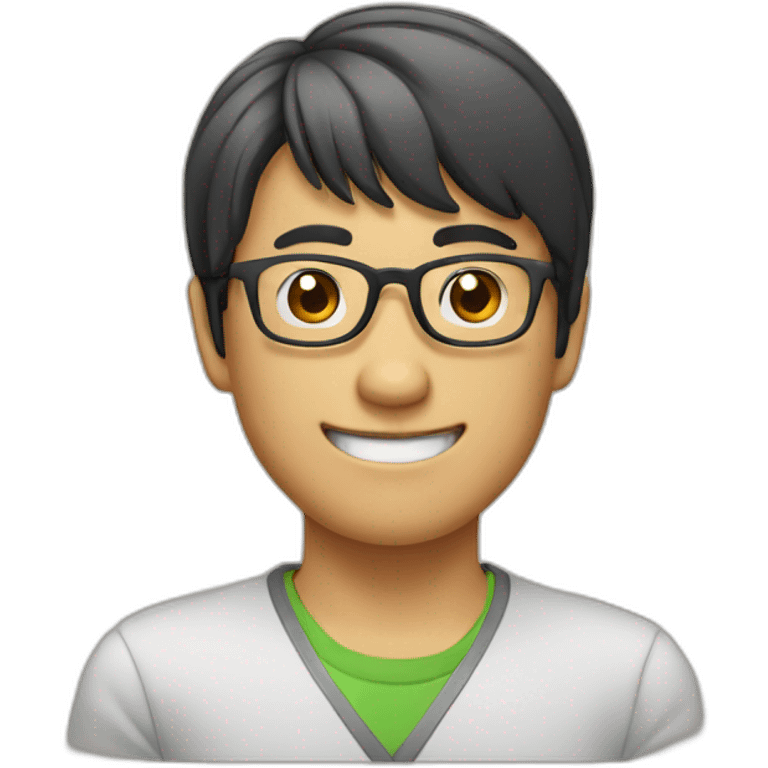 asian man with glasses and bangs showing thumb up (without background) emoji