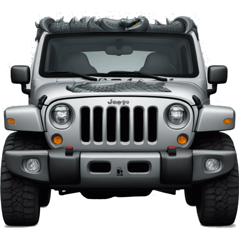 Jeep rubicon grey with a dragon painted on the front door emoji