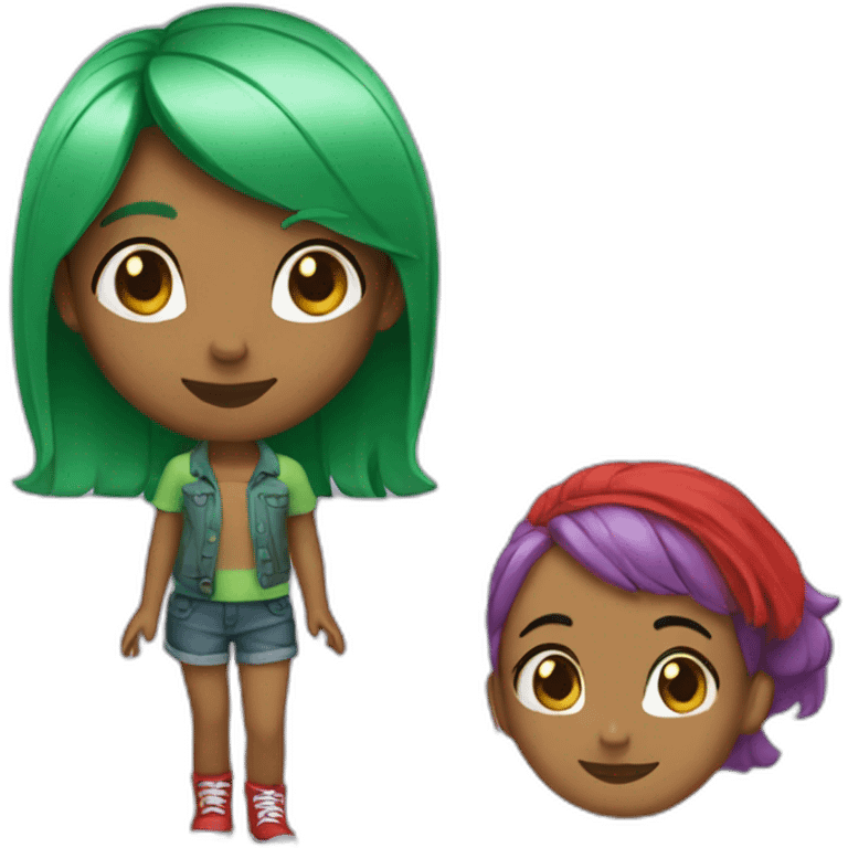 bonnie and slide red clothes green hair emoji