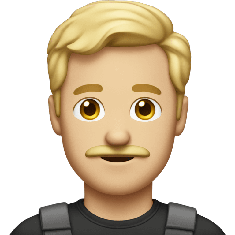 Guy with blonde hair and a mustache shirtl emoji