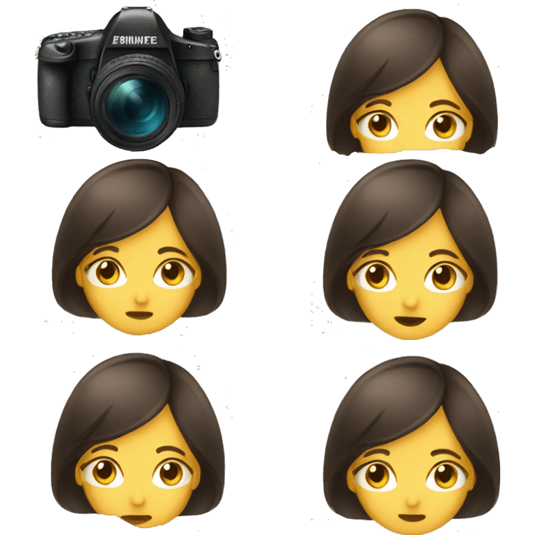 woman photographer camera covering face brunette emoji