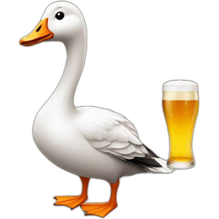 fancy goose drinking beer emoji