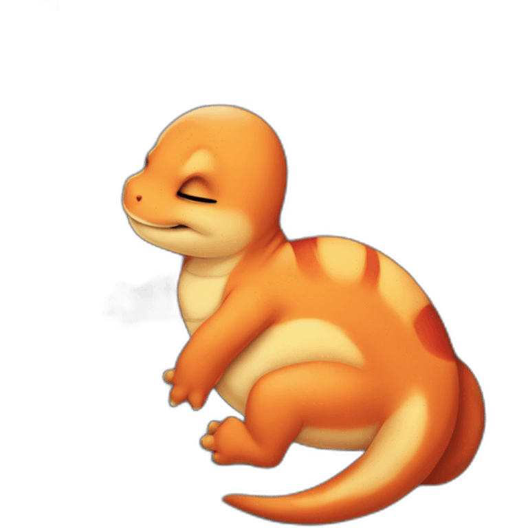 Charmander sleeping in a cushion emoji