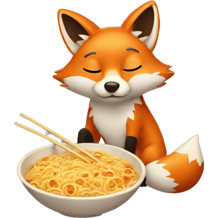 Fox thinking about ramen and sparkles  emoji